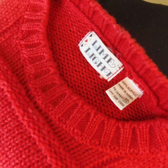 Vintage Lime Light Character Teacher Chunky Sweater Women's SZ SM Made in Korea - Picture 7 of 7